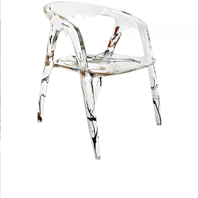 Y Italian dining chair transparent resin creative water drop maple leaf villa living room model room light luxury table and chai
