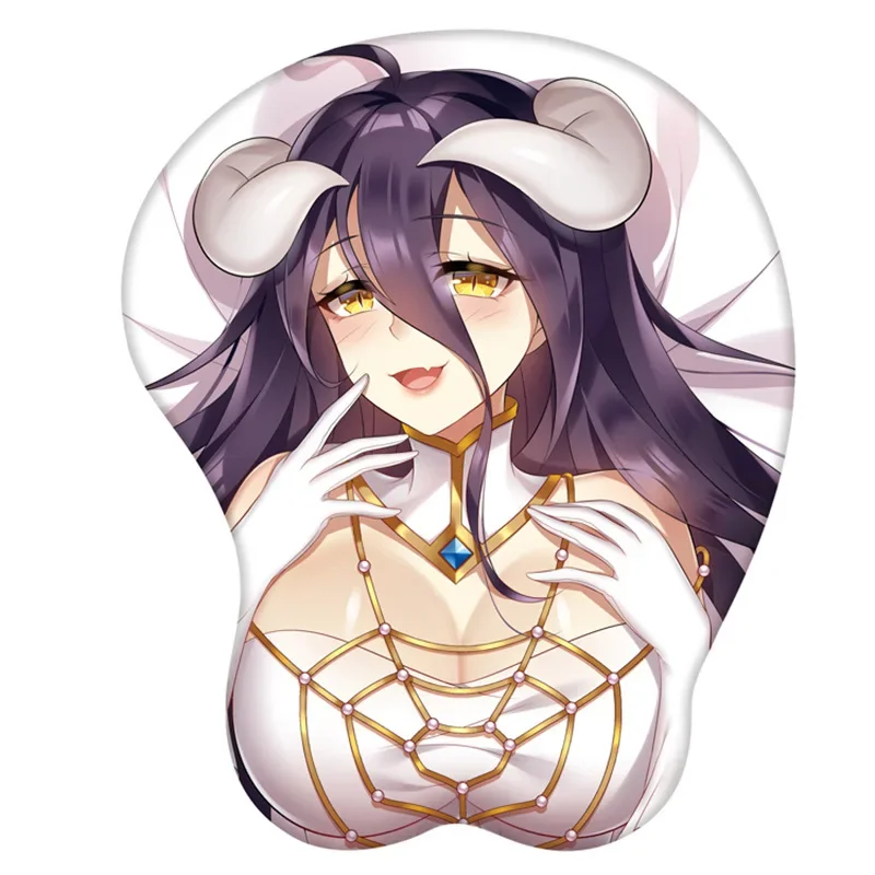 Albedo Overlord Anime 3D Hand Wrist Rest Mouse Pad Mousepad Silicone Breast Oppai Soft Mouse Mat Office Work Mousemat Game Otaku