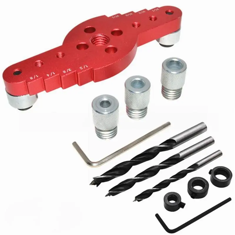 [NEWA76K!】 Woodworking Center Hole Locator Marking Function, Wood Board Drilling And Two-In-One Tool, British Line Drawing Tool