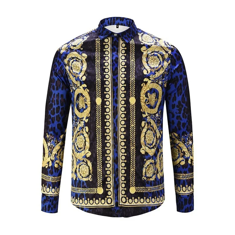 Chemises Hipster à Manches sulfpour Hommes, Design de Luxe, Imprimé Floral Baroque, ixde Mariage, Bal, Nouvelle Collection Automne