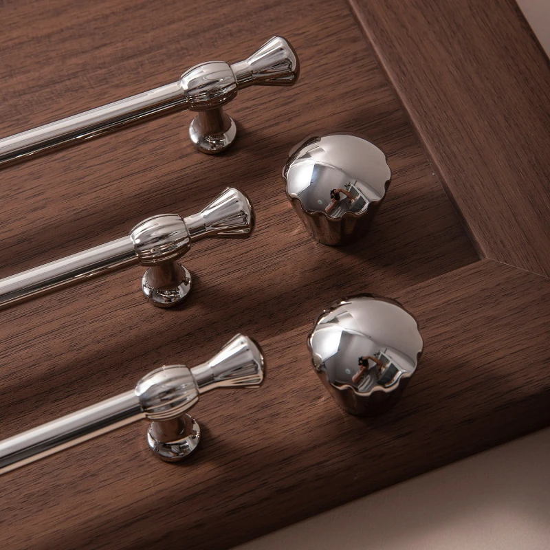 Bright Sliver Cabinet Door Pull Minimalist Wardrobe Cabinet Door Handle Drawer Vanity Single-Hole Furniture Hardware Accessories