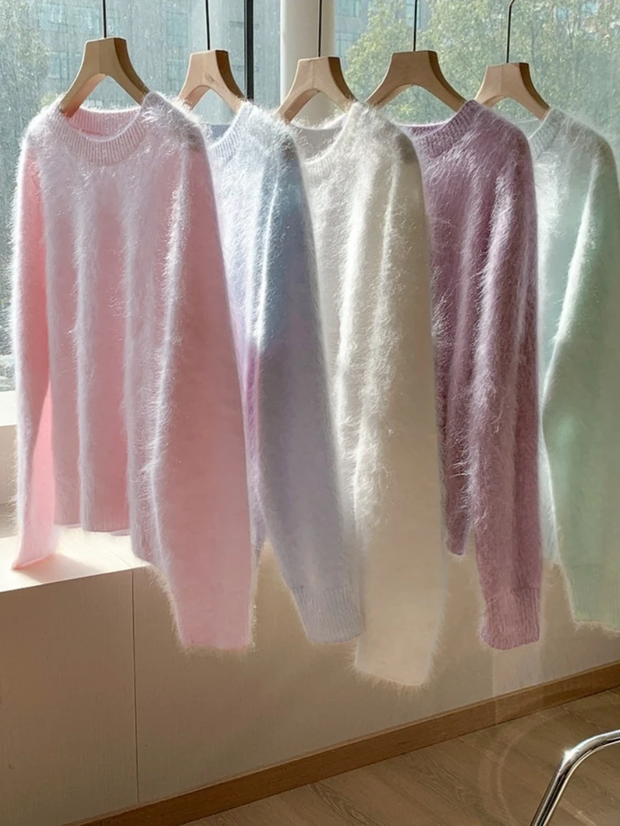 5% Seide 5% Kaschmir 90% Wolle Damen-Pullover Herbst Winter Kaschmir-Pullover O-Ausschnitt Weicher Schicker Gestrickter Pullover Warmer Wollpullover – Detail 2