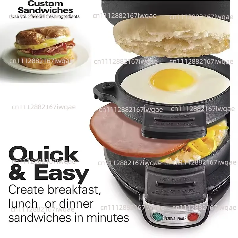 Mini Electric 2-in-1 Sandwich & Burger Maker - 110V/220V Non-Stick Toaster Grill for Pancake Bread Home Kitchen