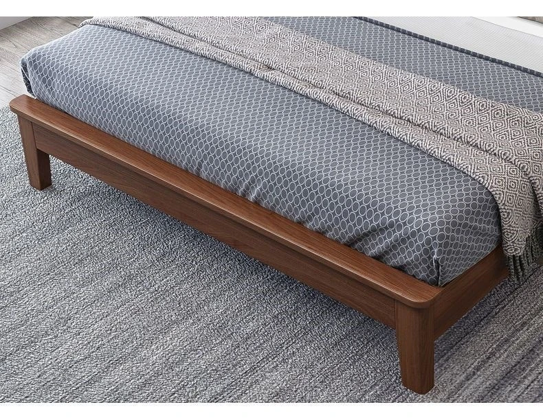 سرير من الخشب الصلب الاسكندنافي، غرفة نوم رئيسية من خشب الجوز، غرفة تأجير، سرير أثاث بسيط وحديث