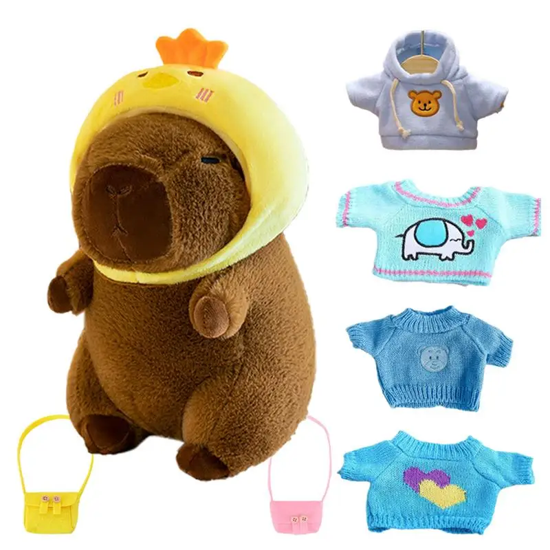 Dress Up Capybara-Plüschpuppe mit Kleidung und Accessoires, niedliche gefüllte Capybara-Puppen, Plüschtiere, Capybara-Figur, Kindergeschenk