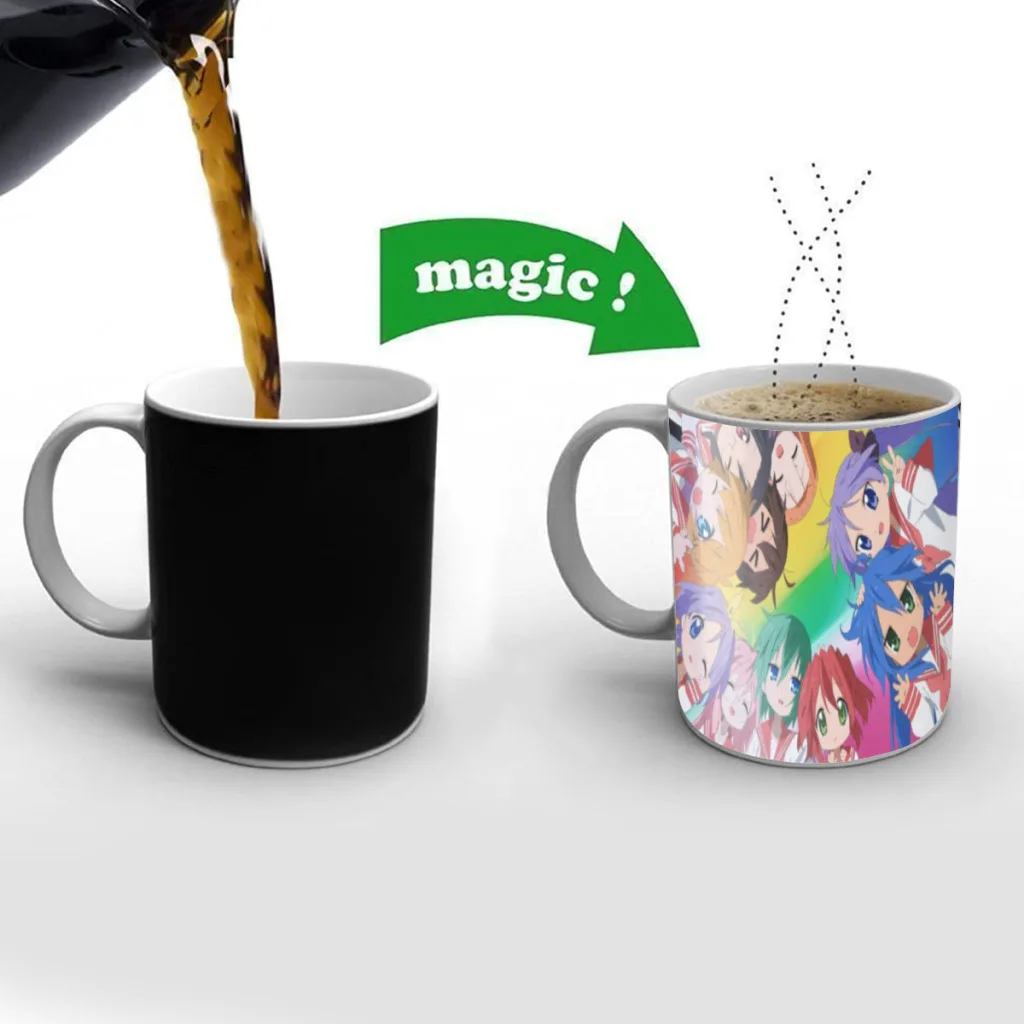 

Lucky Star Comedy Anime Color Changing Coffee Mug Ceramic Water Cup Heat Sensitive Coffee Cups Summer Winter Drinkware