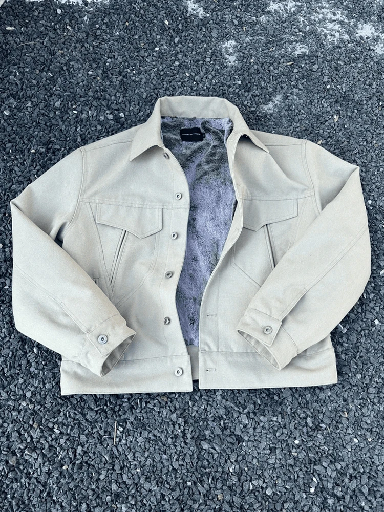 

Мужская хлопковая куртка Gillpalos с подкладкой из искусственного кроличьего меха, утепленная, из канваса, зимняя рабочая одежда, молодежная модная свободная куртка с длинными рукавами