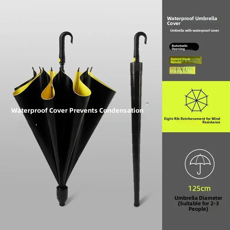 

Большой зонт для гольфа с изогнутой ручкой, встроенным водонепроницаемым чехлом, длинной ручкой, автоматическим открыванием, портативный, для защиты от солнца и дождя.