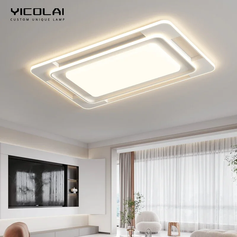 Modern LED Rectangular Bright Ceiling Lamp Modern Living Room Bedroom Ceiling Light Atmospheric Full Spectrum Lamp Home Decor