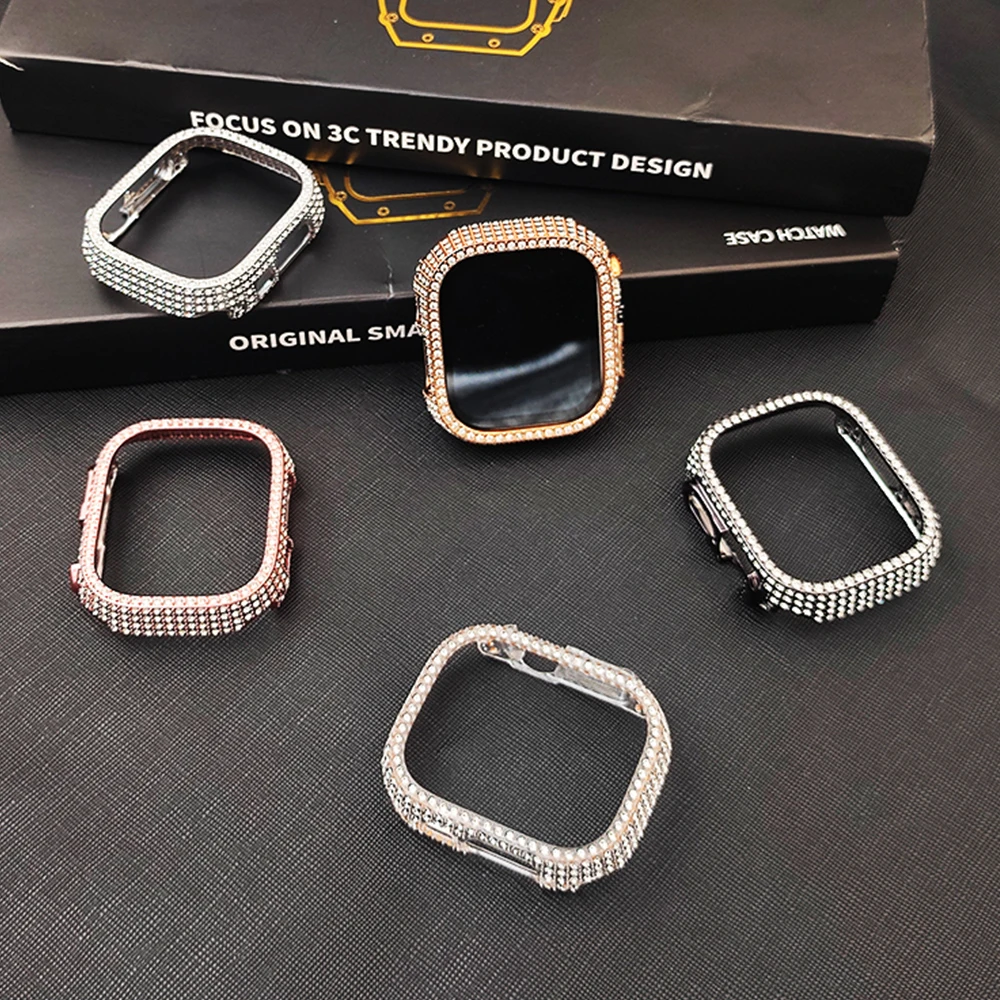 Full Diamond Watchcase For Apple Watch Ultra 2 49MM Bumper Protector IWatch Ultra 49mm Protective Cover Replacement Accessories