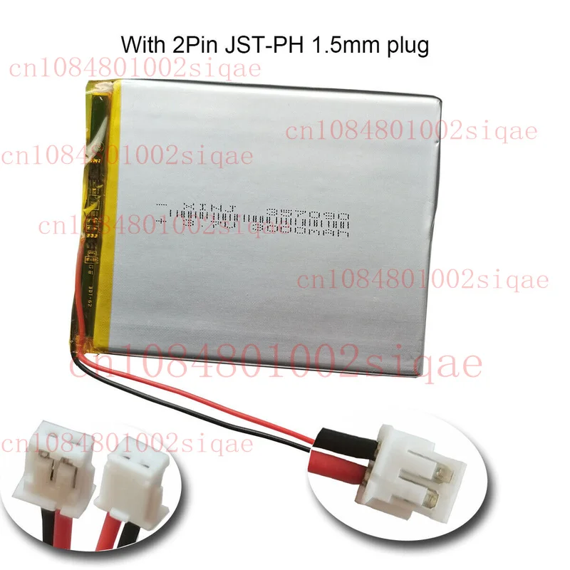 3.7V 3000mAh 11.1Wh Batería recargable de polímero de litio Li Lipo 357090 JST 2Pin Plug WYORESY
