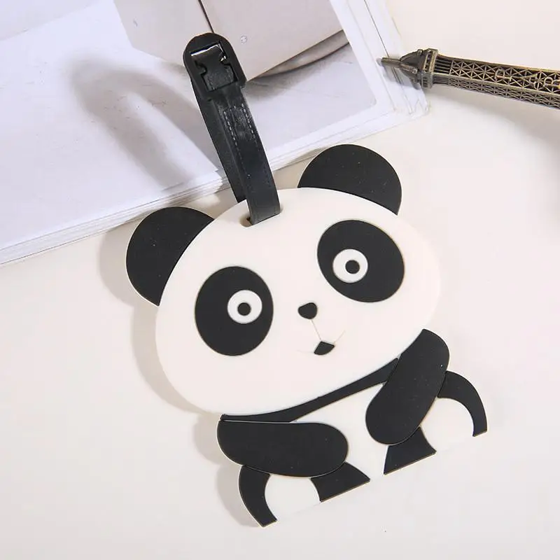 Niedliche Gepäckanhänger aus Silikon in Panda-Form mit verstellbarem Riemen, wasserdicht für Geschäftsreisen – Detail 2