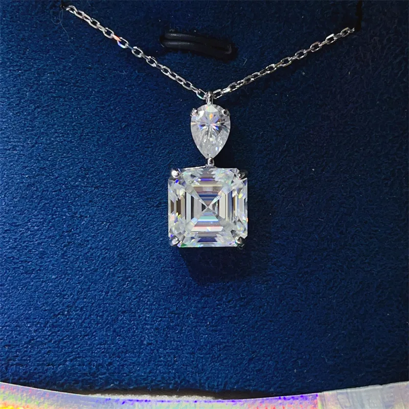 Socialite Moissanite PT950 Platinum 5.8 Carat Double Diamond Necklace Pendant for Women, glamour ornament for party dressing