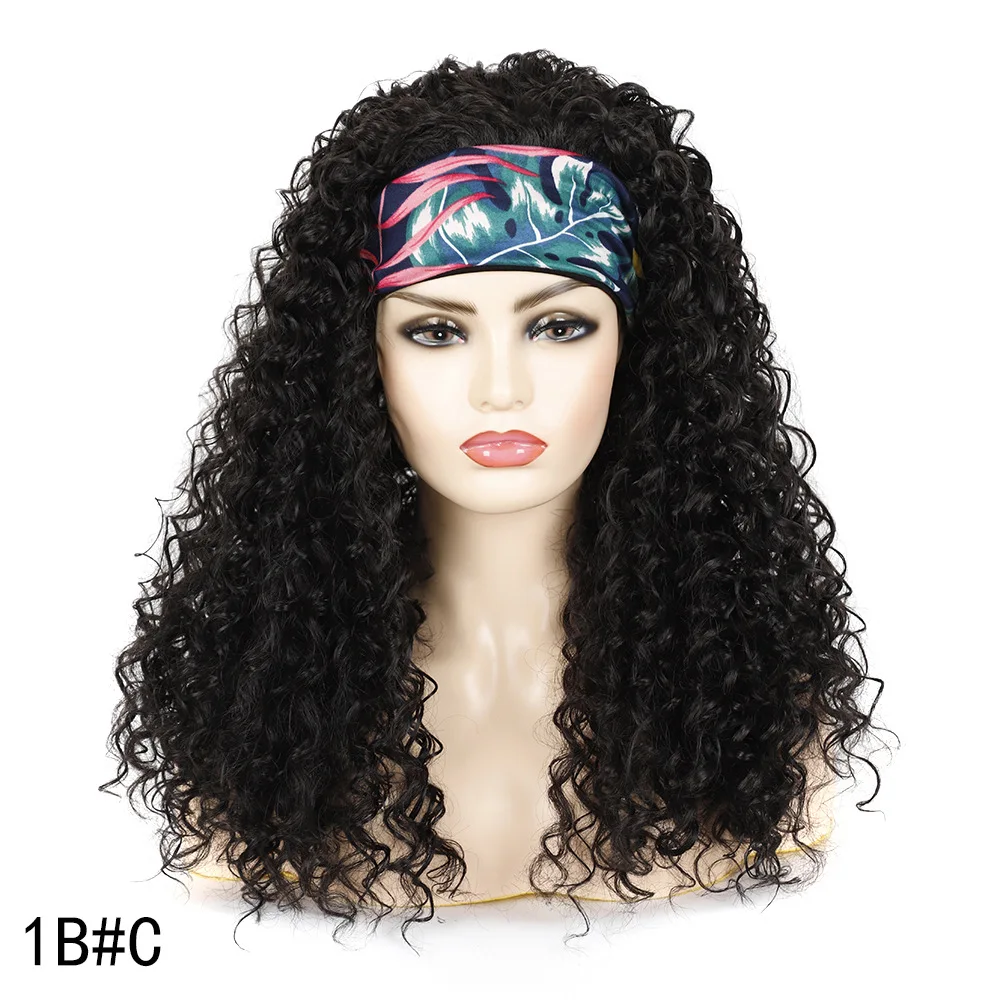 

Headband Synthetic Wig Long Curly Deep Wave Glueless Afro Style Heat Resistant Hairpiece for Daily Party Cosplay