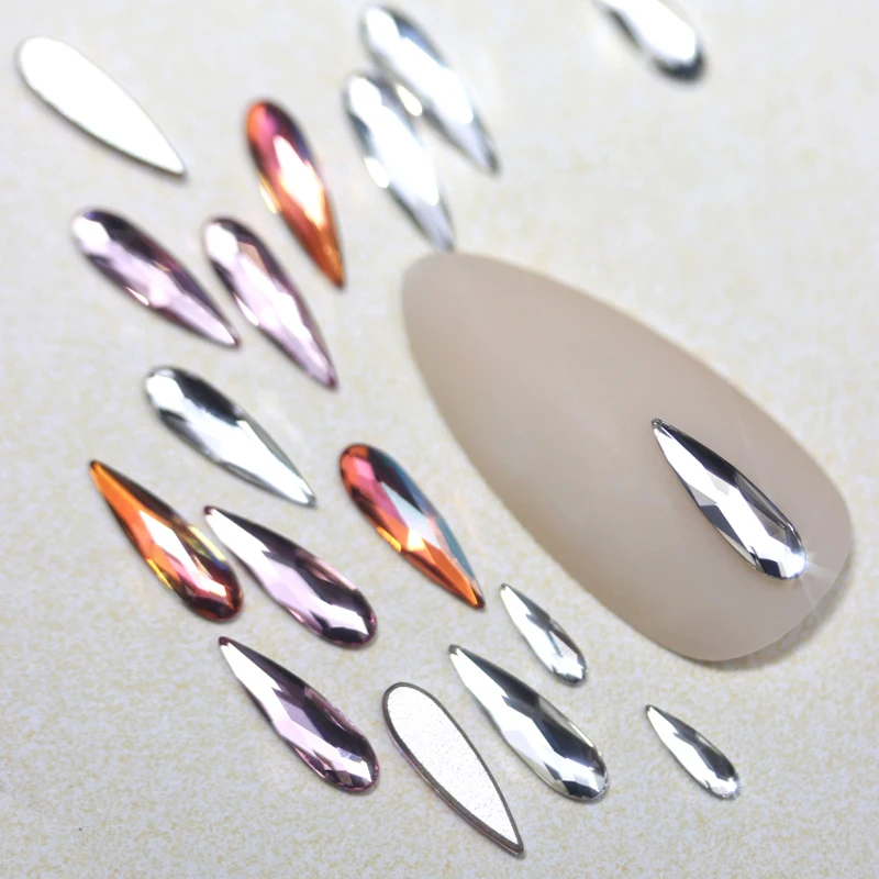 

HISWARO Glitter Crystal Strass Flatback NO Hotfix Raindrop Rhinestones For Shoes Bags Phones Fabric Garment Nail accessories