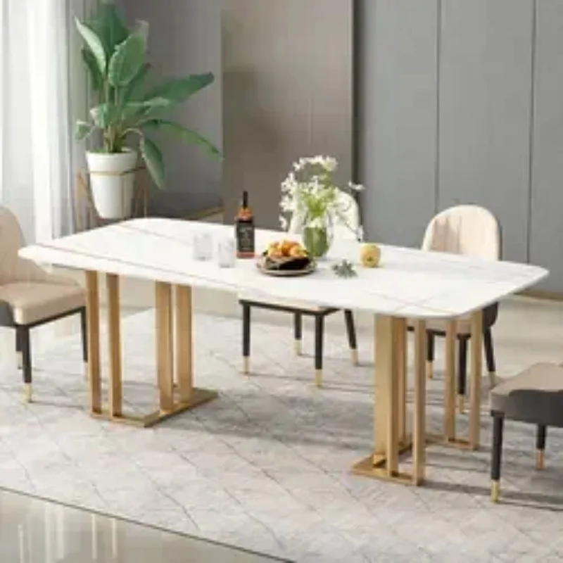 

ForFurnitures Dinning Table Set Luxury Modern Wedding Marble Dining Table Set and Chair Metal Hotel Restaurant Dining Tables