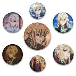 32/44/58MM Anime Cartoon Character Violet Evergarden Enamel Pin Badges Handmade Tinplate Brooch Decorative Clothes Bag Gifts