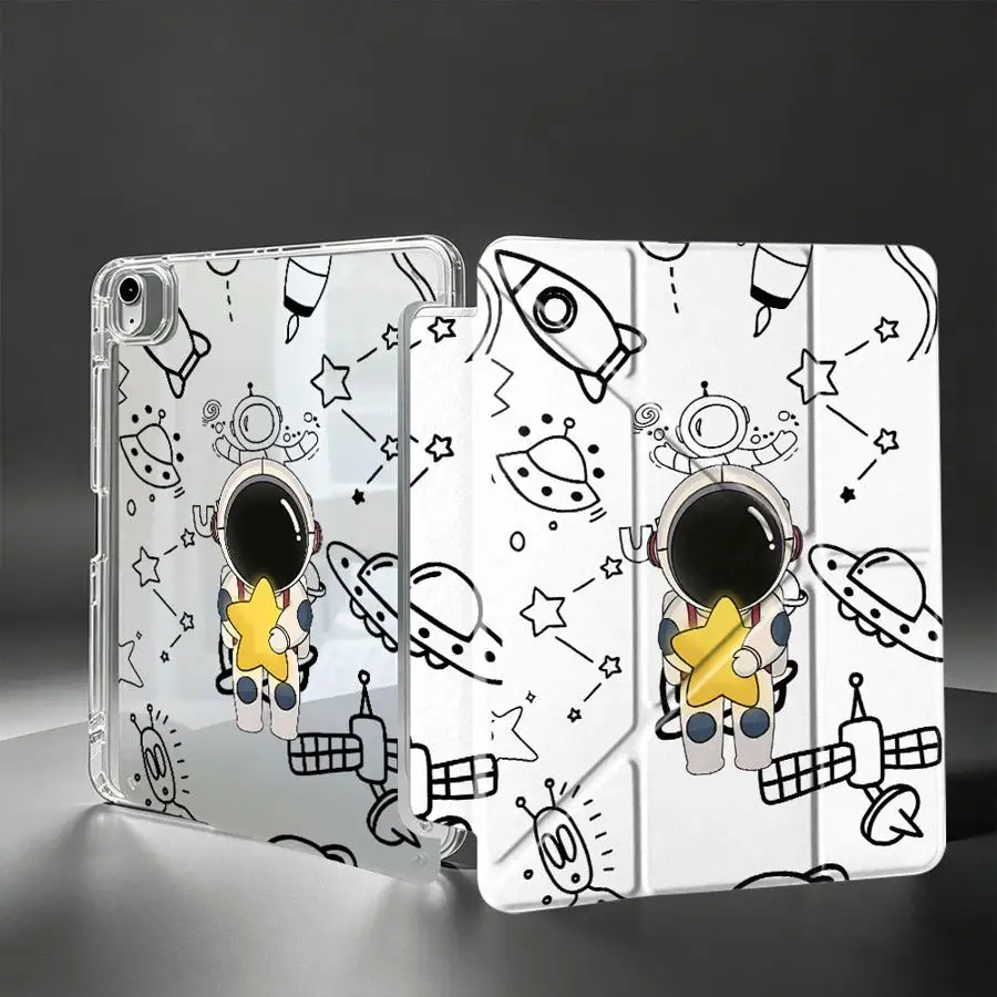 With Pen Slot Cover Tablet Case For Samsung Galaxy Tab A11 S10 Lite A8 S7 FE S9 Plus S8 A9 Plus Cartoon Astronaut