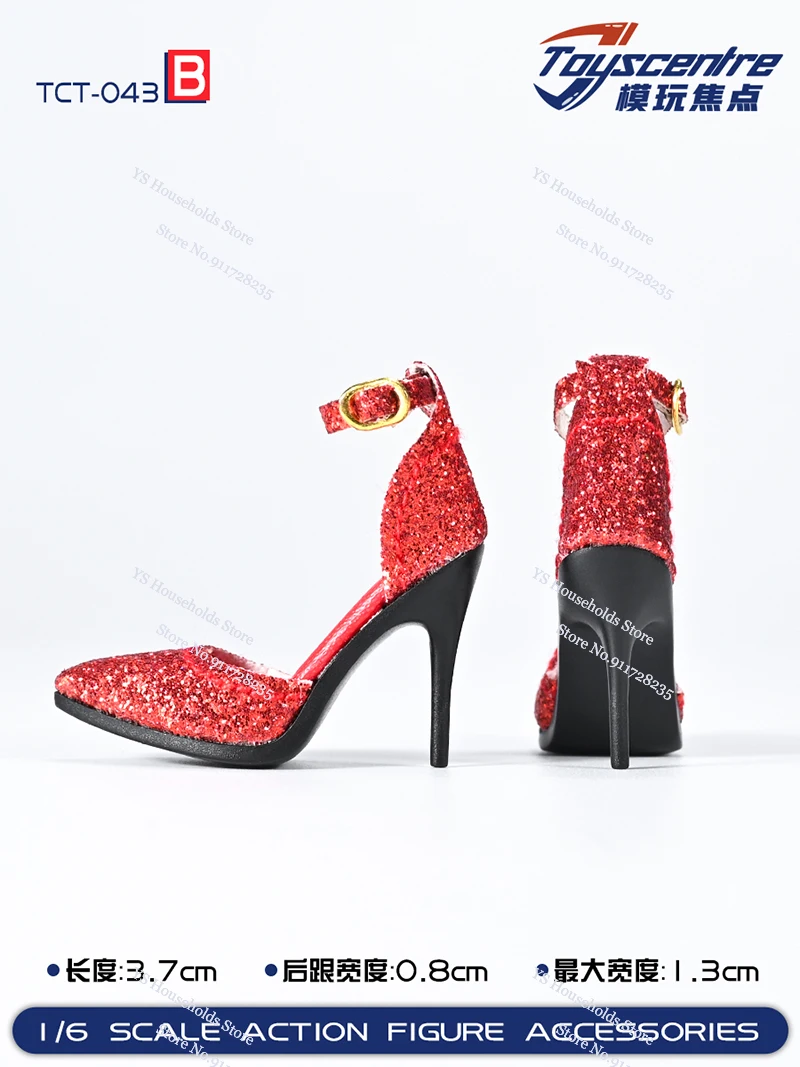 

TCT-043 1/6 Female Figure High Heel Sandals Bright Gold Red Sliver Mini Star Dots Design Shoes Accessory For 12" Soldier Body