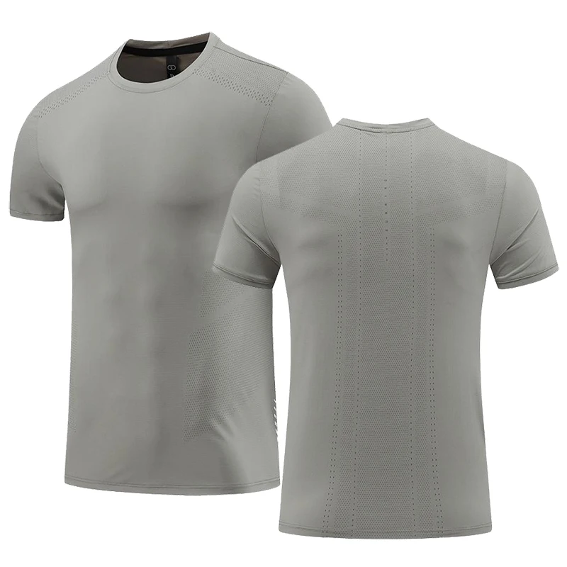 

Quick Dry Running T-shirts Men Sports shirt Gym Clothing Fitness Training Sportswear Gray Jogging Tshirt