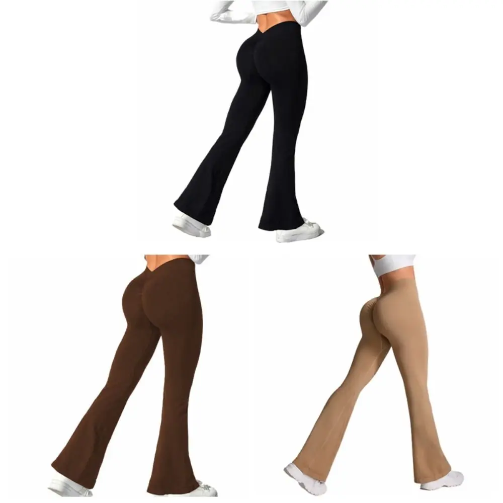 Pantaloni sportivi da yoga a vita V Leggings sportivi elastici a vita alta Leggings da fitness traspiranti ad asciugatura rapida da allenamento