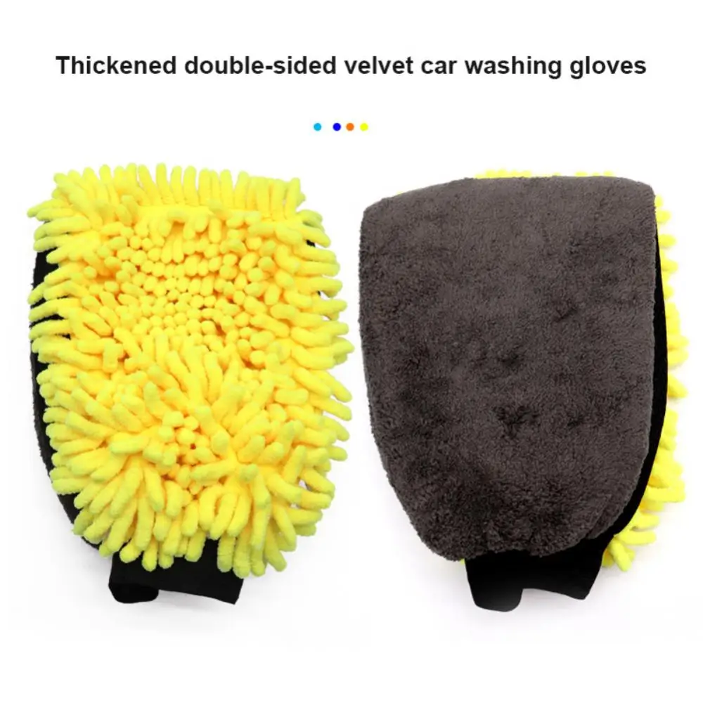 Guantes de chenilla de microfibra impermeables para lavado de coches, manopla gruesa para limpieza de coches, cepillo de detalles de cera, guante de doble cara para el cuidado automático