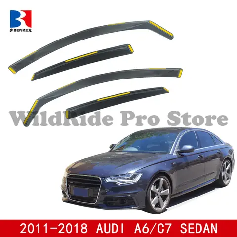 아우디 A6 C7 세단 2011-2018용 레인 가드 1세트, 윈도우 윈드 디플렉터