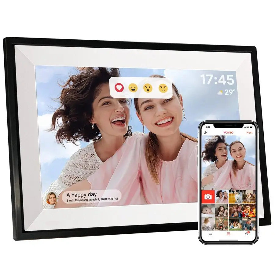 Inch WiFi Digital Picture Frame Frameo, Photo Frame Electronic HD IPS Touch Screen 1280x800 32GB, Wall Mountable Smart Cloud Sli