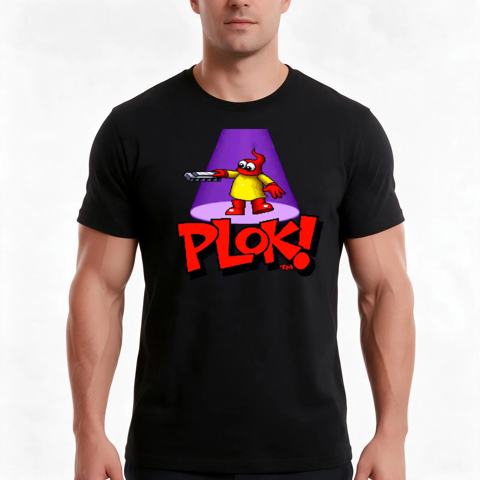 Plok HD Title Screen T-Shirt Summer Casual Cotton Tee Oversized Streetwear Tops Vintage Graphic Print Loose Fit Short Sleeve