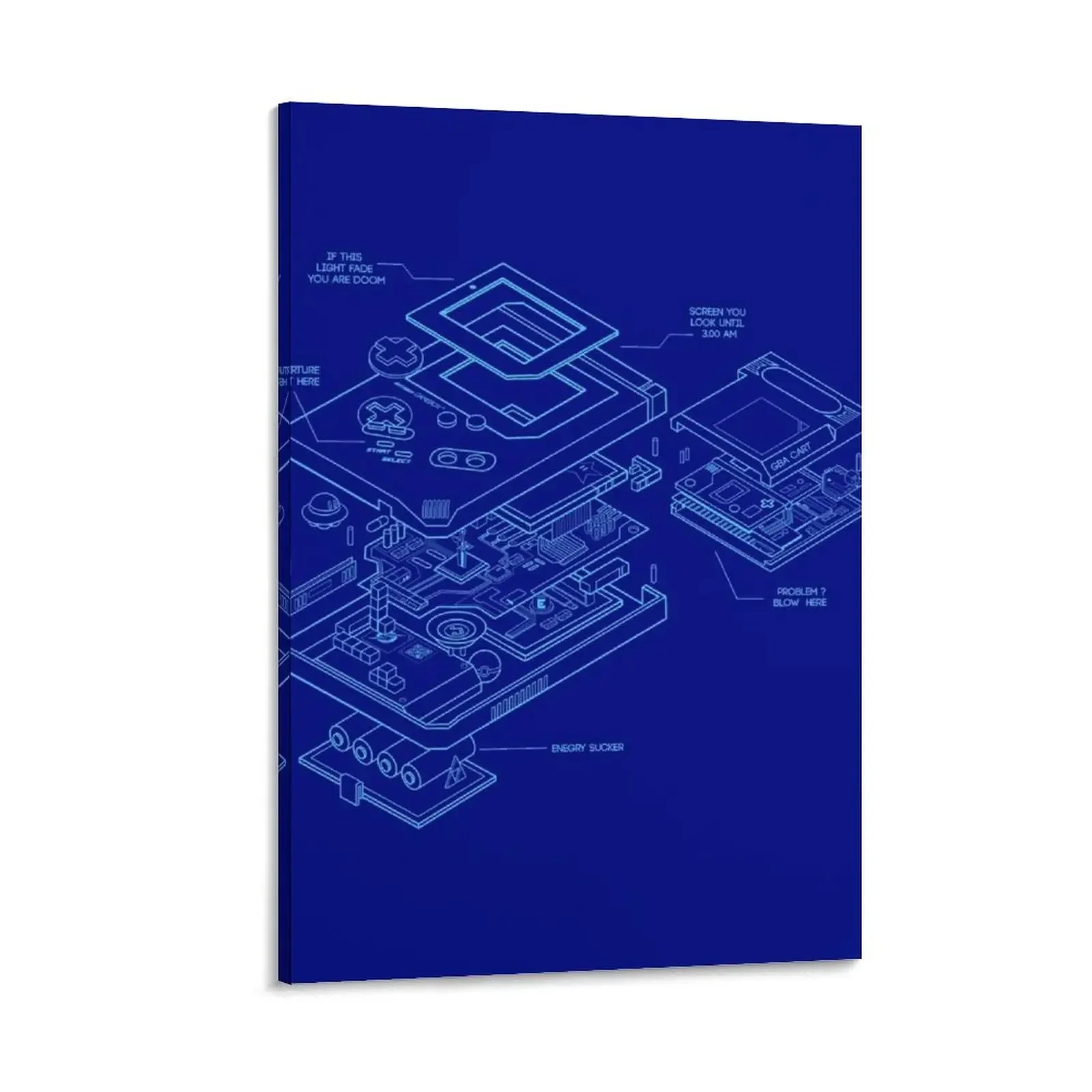 

Retro handheld blueprint - retrogaming for your shirt Canvas Painting decorative wall poster Wall paintings paintings wall decor