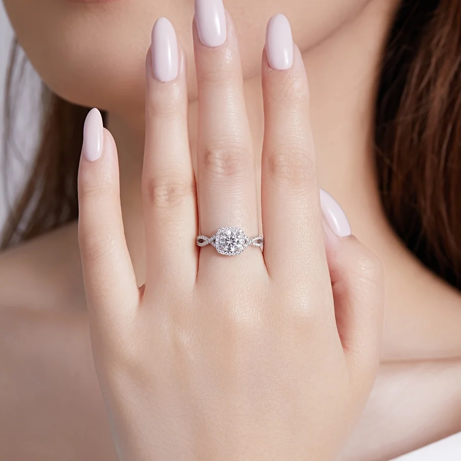 

Круглое кольцо с муассанитом, кольца из стерлингового серебра 925 пробы для женщин с сертификатом Gra, модные украшения