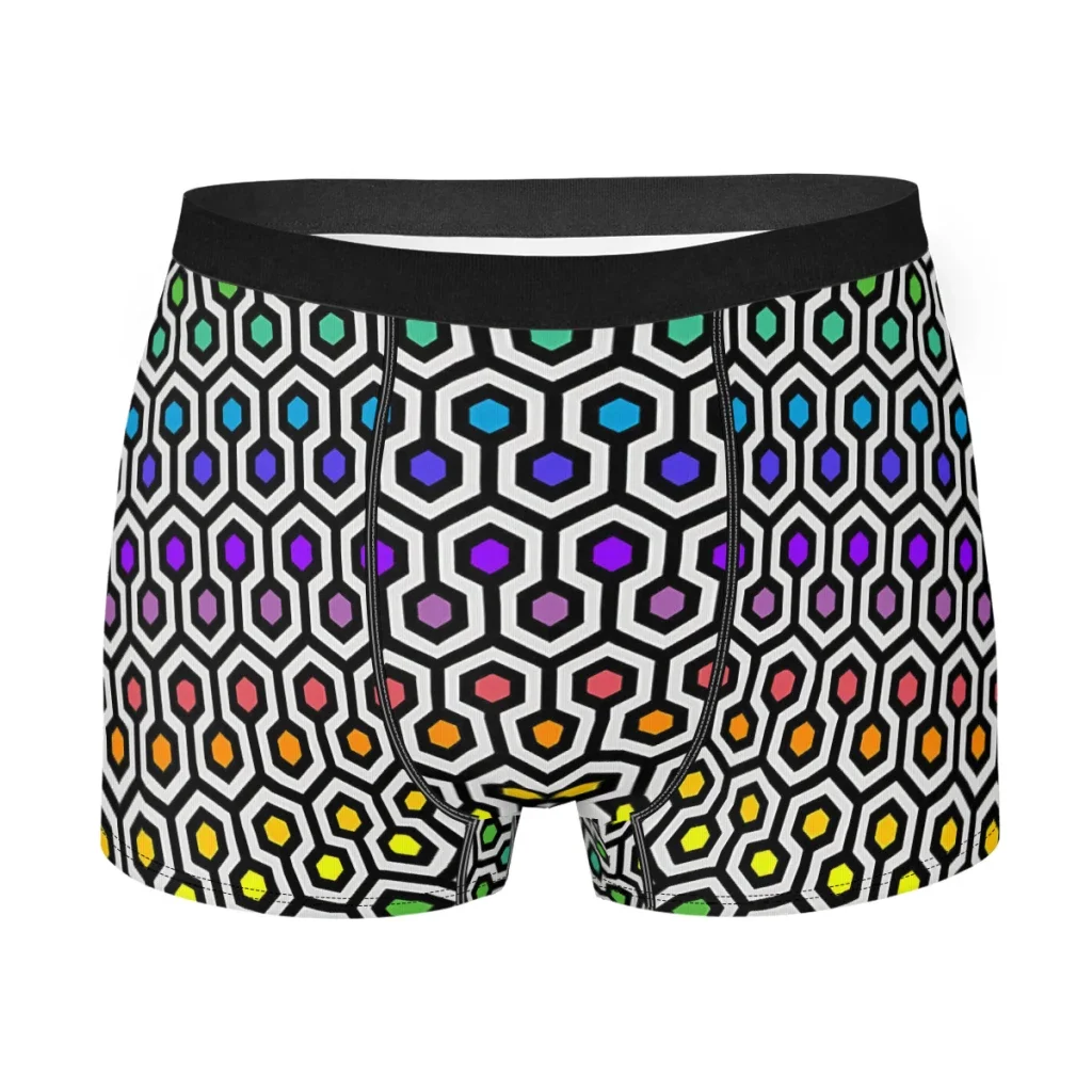 Looped Hexagons Rainbow Geometric Underpants Homme Panties Male Underwear Print Shorts Boxer Briefs