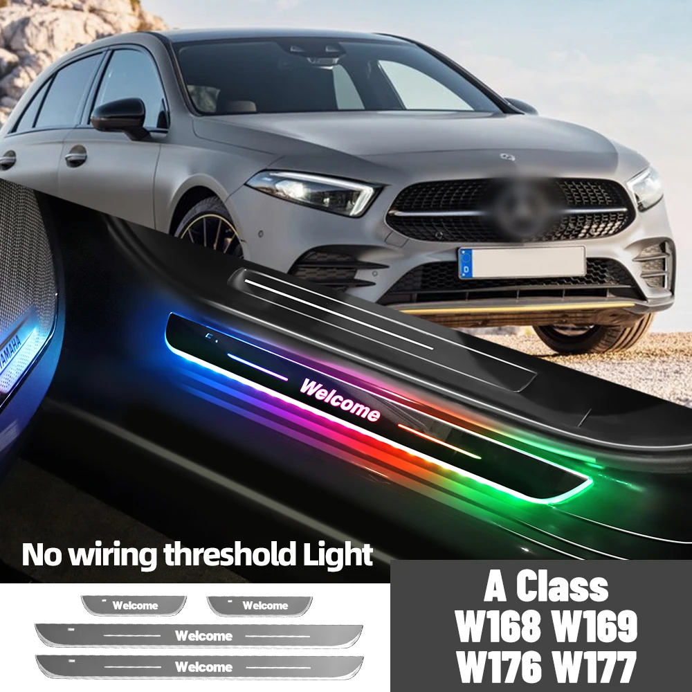 

For Mercedes Benz A Class W168 W169 W176 W177 Car Door Sill Light Customized Logo LED Welcome Threshold Pedal Lamp Accessories