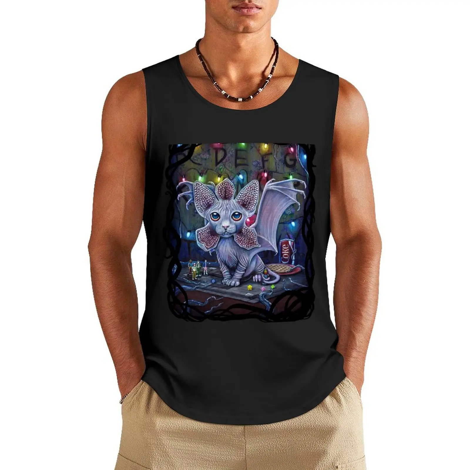 De-Meow-Gorgon Tank Top Men's clothes luxury style cotton t-shirts man gym clothes man T-shirt male