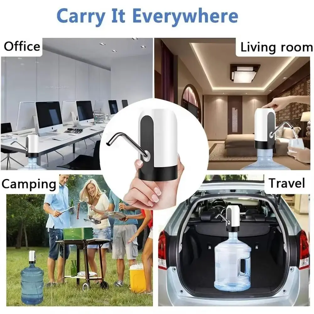 Barreled Water Bottle Pump One-button Switch With Extension Hose Electric Water Dispenser Automatic USB Rechargeable