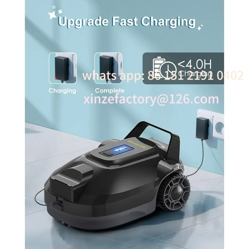 Robotyczny odkurzacz do basenów z możliwością personalizacji, akumulatorowy robotyczny czyścik do basenów naziemnych i gruntowych, do basenów płaskich, do basenów o powierzchni do 90 m².