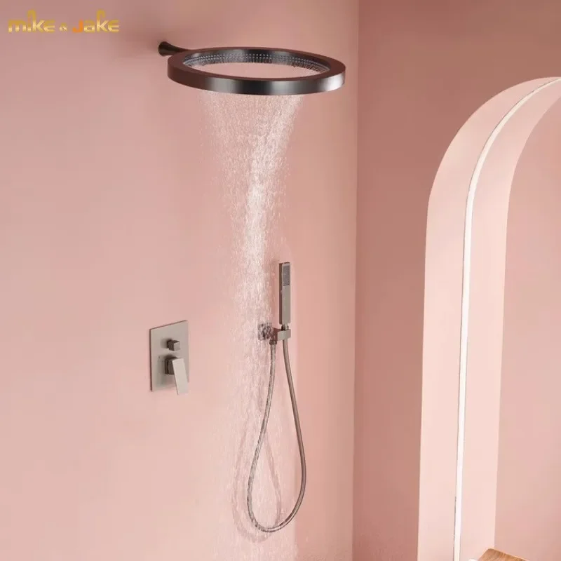 Concealed embedded wall type circular waterfall shower set, pre embedded wall outlet pressurized shower set