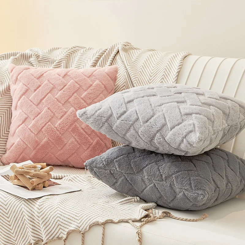 Plush Throw Pillow Cover 45x45cm 30x50cm for Sofa Square Cushion Cover Bed Living Room Plush Sleep Pillow Case Cotton Home Decor