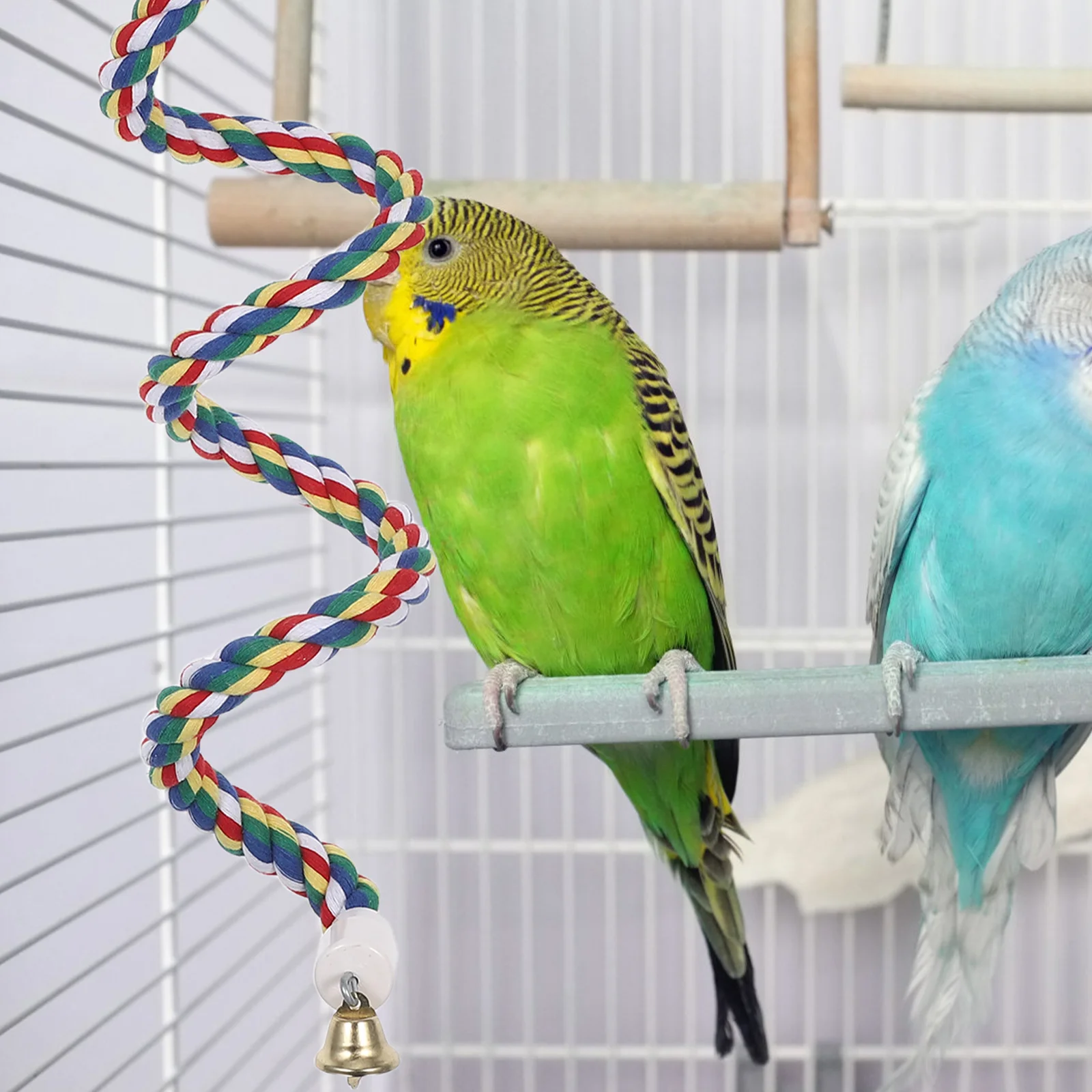 

Cotton Rope Spiral Bird Perch Flexible Parrot Stand Hanging Climbing Chew Foraging Cage Accessories Parrot Cotton Rope Perch