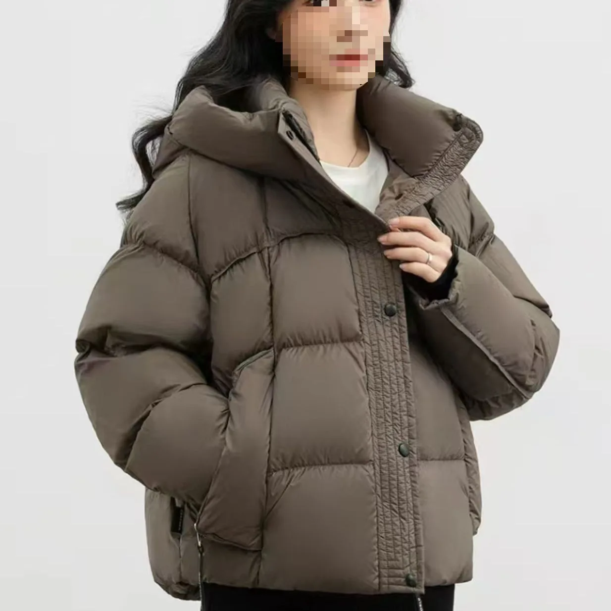 

Loose Bread Fashion Small Size Outerwear Black 2025 New Korean Style Hooded down Jacket Winter Short Thickened