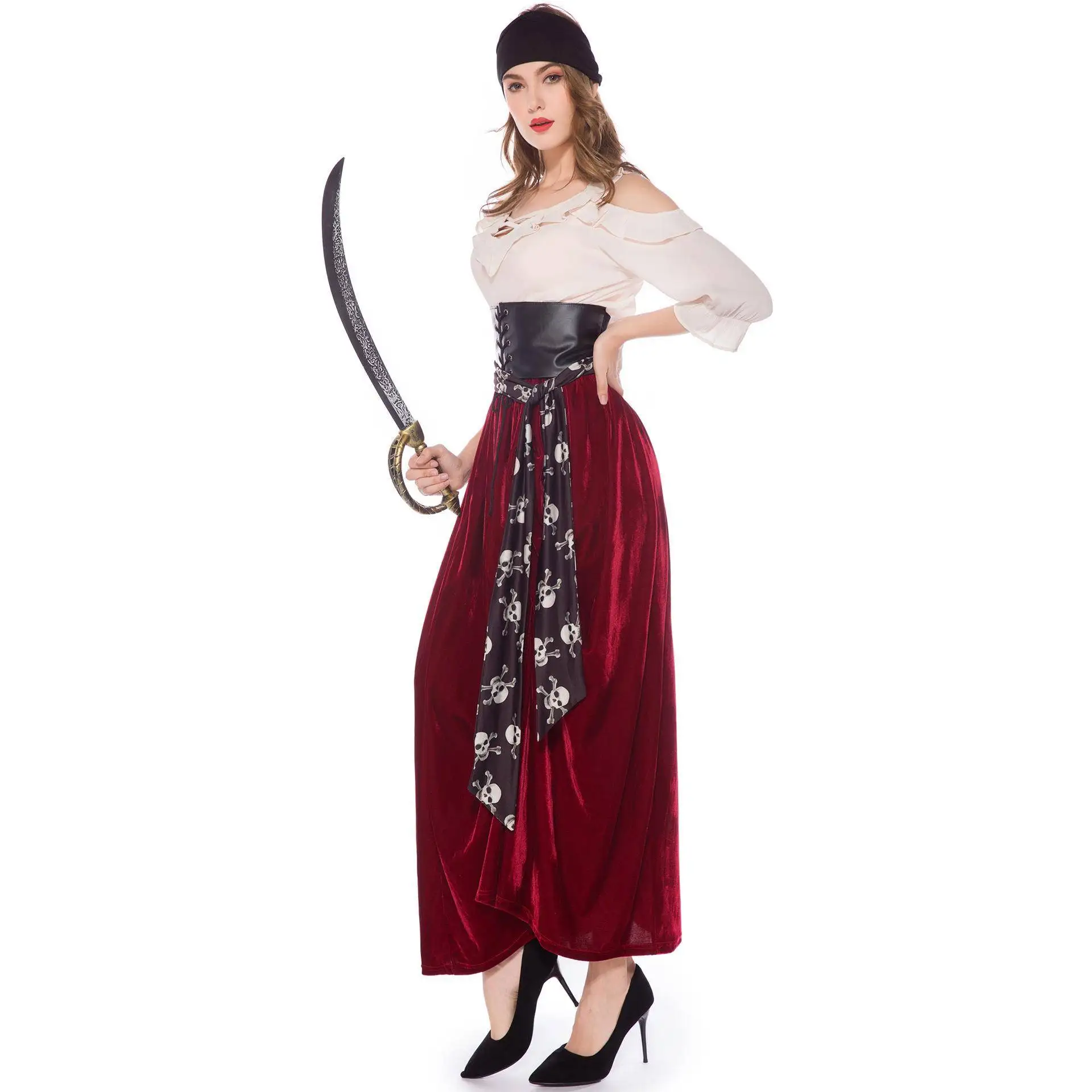 Adulto feminino caribe pirata cosplay desempenho traje palco drama desempenho roupa loween tema traje de palco étnico