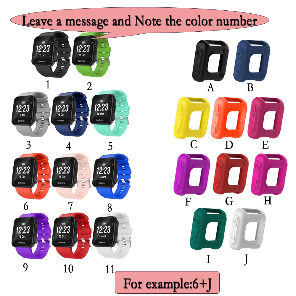 Soft Silicone Sport Band For Garmin Forerunner 35 Rubber Watchband Strap Protective case Bracelet Creative Match Accessories