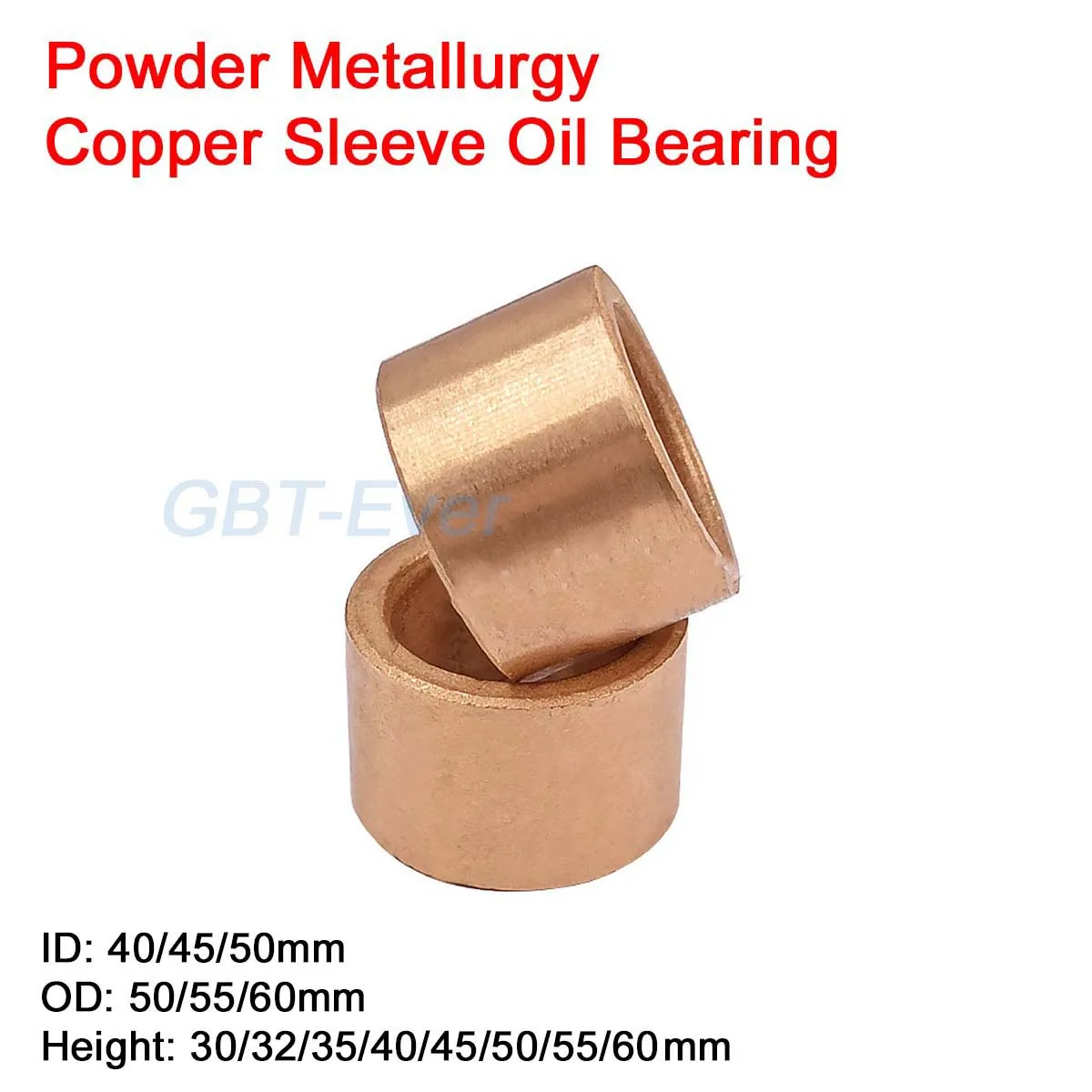 

1Pcs Powder Metallurgy Copper Sleeve Oil Bearing ID 40/45/50mm OD 50/55/60mm Brass Bearing Sleeve Base Bushing Height 30-60mm