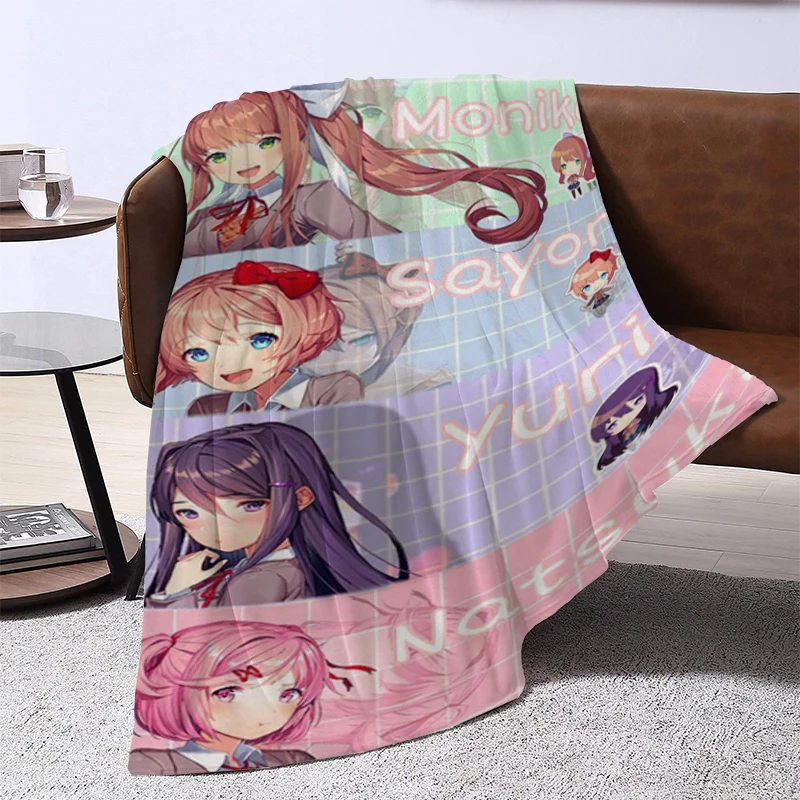 

D-Doki Doki L-Literature Club Anime Throw Summer Blanket Fluffy Microfiber Bedding Portable Bed Blankets for Decorative Sofa