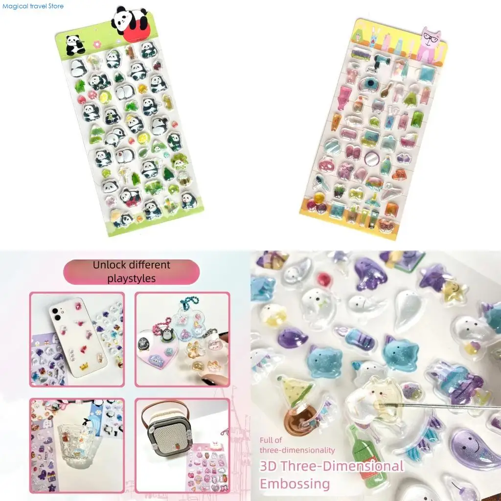 N2UB Colorful Cartoon Sticker Reusable Safe Texture for School Supplies Decoration