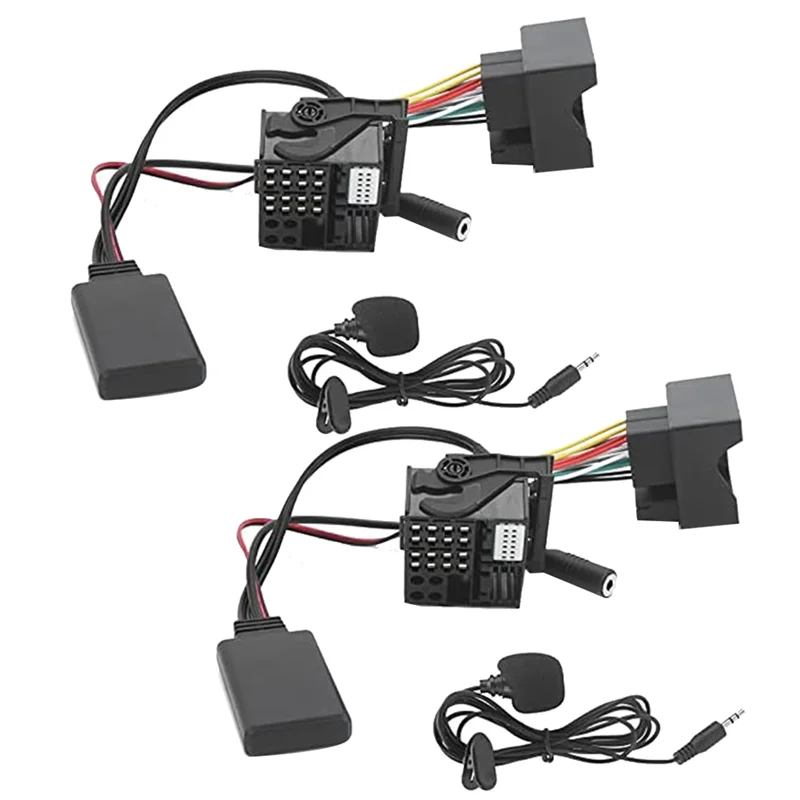 

AB59-2Set Car Radio Bluetooth 5.0 Music AUX Cable Handsfree Adapter Harness Kit Black Automotive Supplies For BMW E60 E63 E90 E9