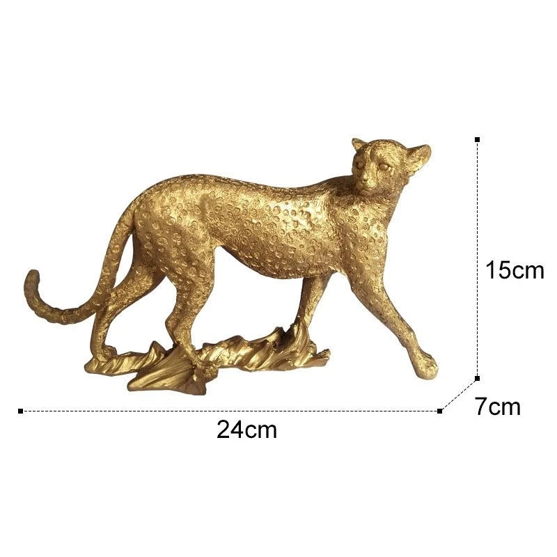 Golden Leopard Statue Simulation Animal Desk Decoration Ornaments Resin Crafts Sculpture Nordic Home Decor Modern view 5