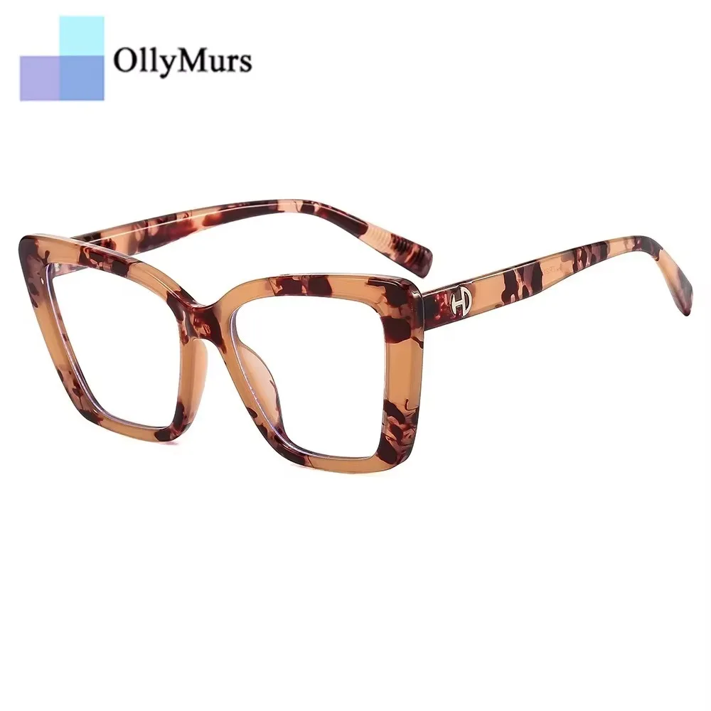 OLLYMURS Retro Thick Frame Myopia Glasses for Women Cat Eye Anti Blue Light Reading Glasses Prescription Eyeglasses Customized
