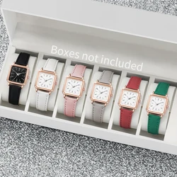 6PCS Women Watches Set Fashion Square Quartz Watch Casual Leather Band Ladies Dress Wristwatches Relogio Feminino(Without Box)