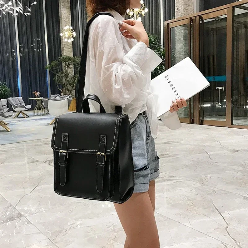 Solid Soft Interior Compartment Backpacks 2024 Casual Flap Pocket Bags for Women Light Luxury Interior Zipper Pocket Backpacks